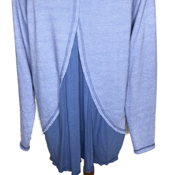 Soft Surroundings Fleece Tunic Top Raw Edges Blue Size Medium - Picture 5 of 7